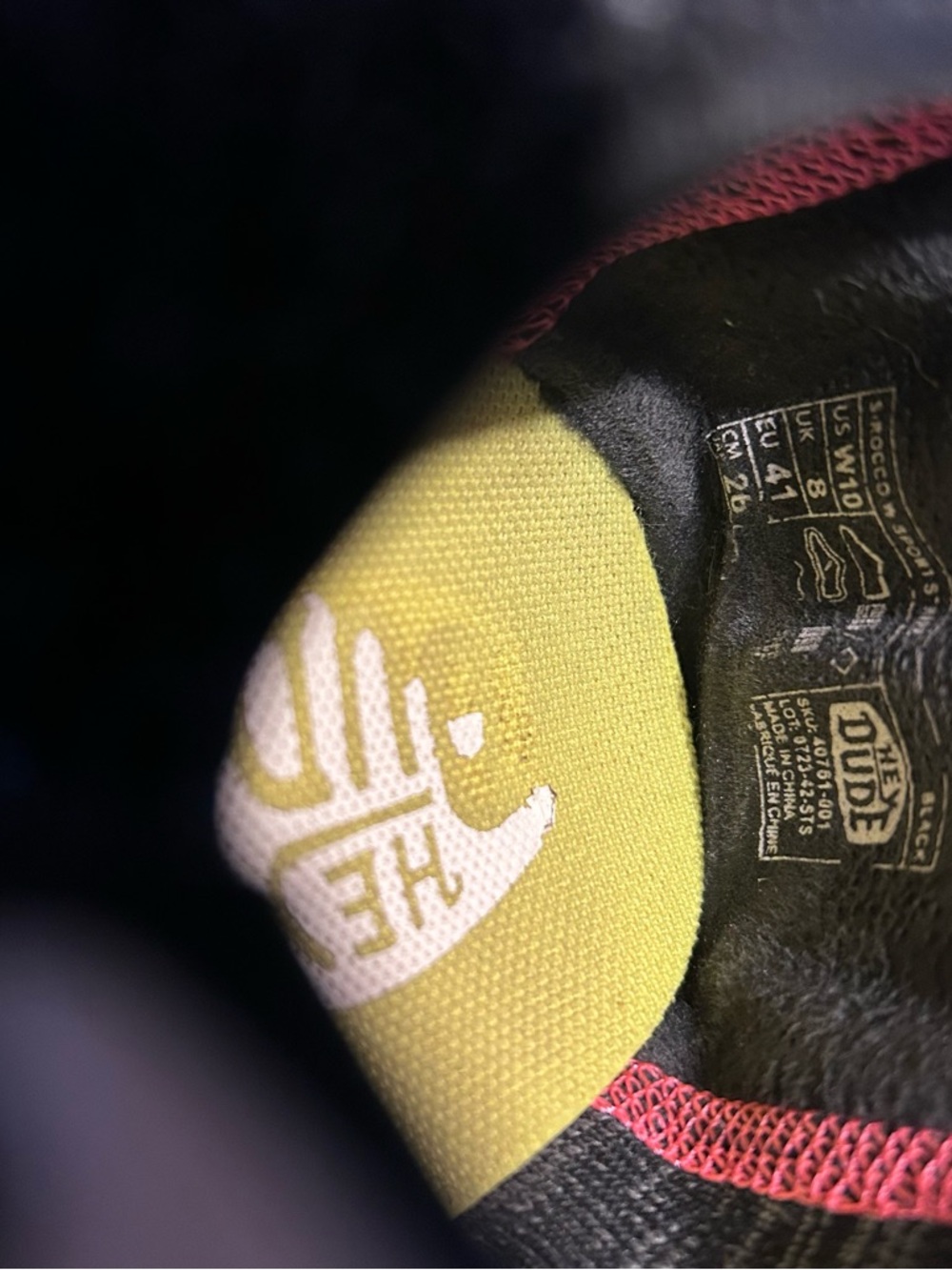 Hey Dude Black Sneakers with Pink and Yellow Accents - Picture 2 of 5